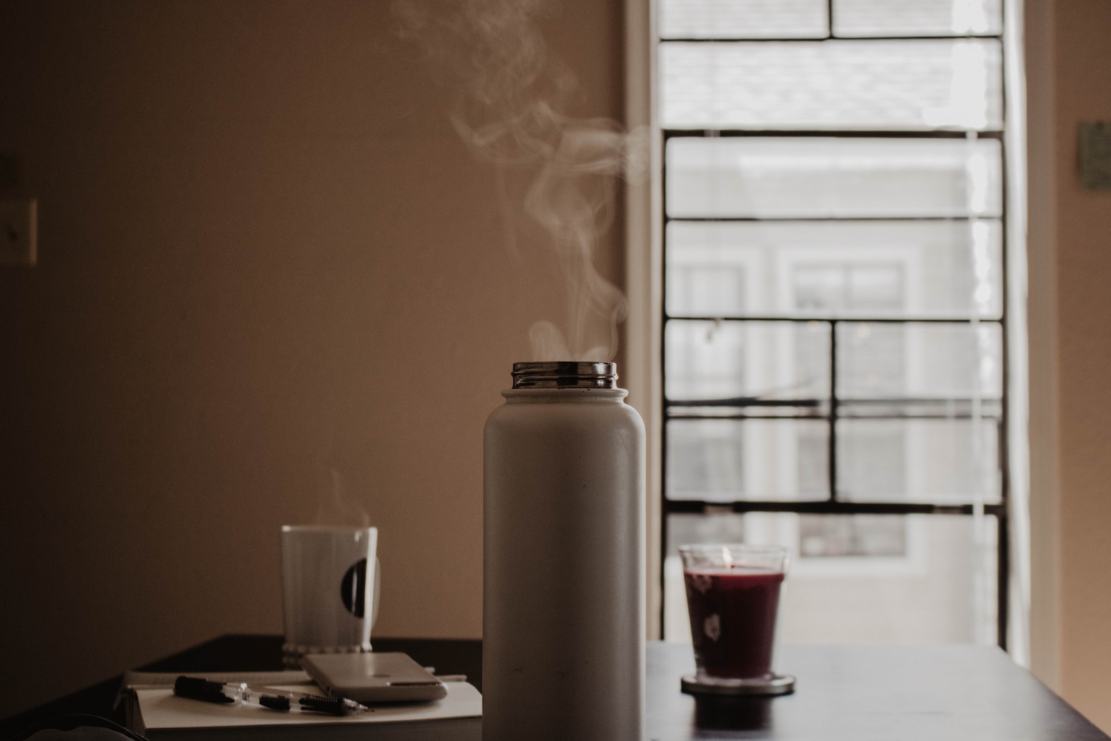 Smoking Hot Drinks over the Table